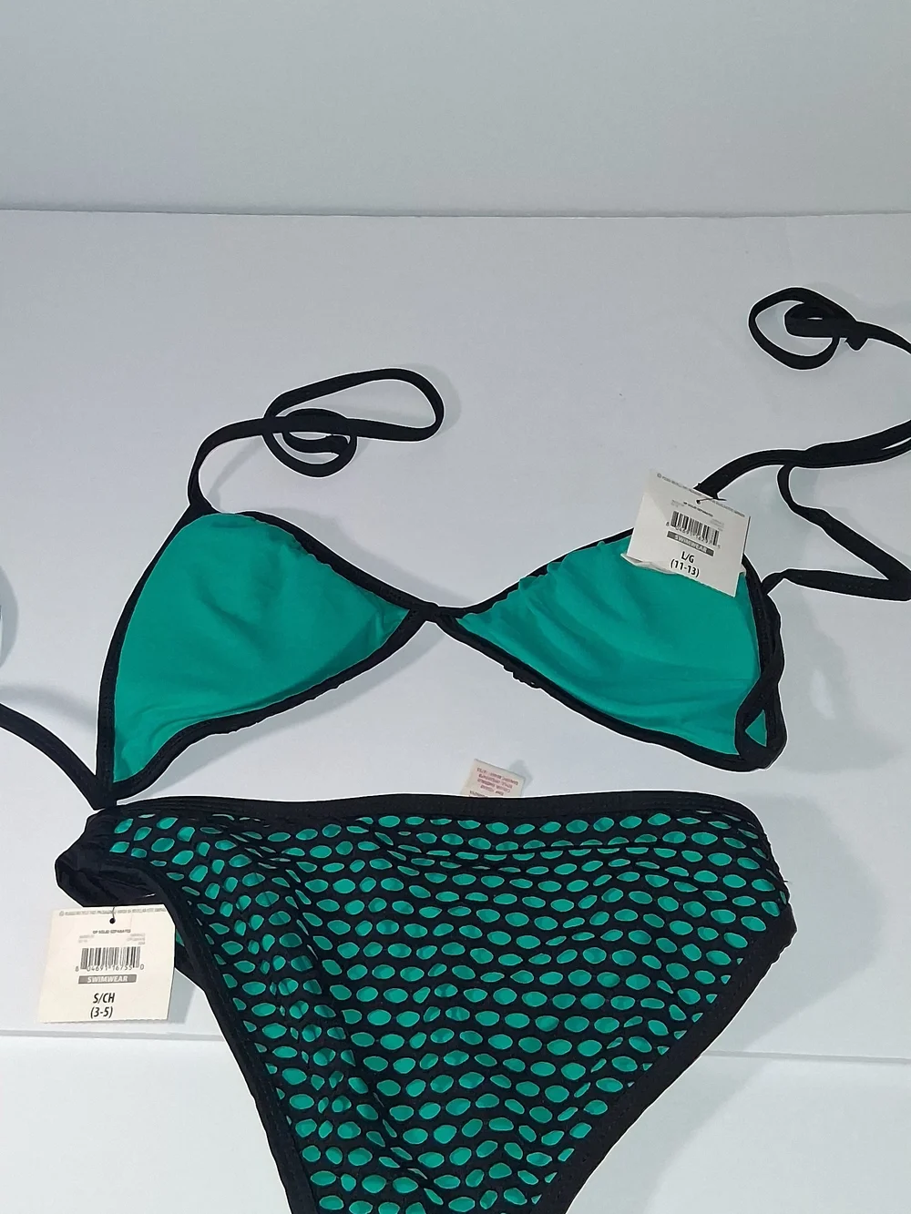 NWT OP Women’s Green Mesh Triangle Bikini Set TOP Size Large, BOTTOM Size Small